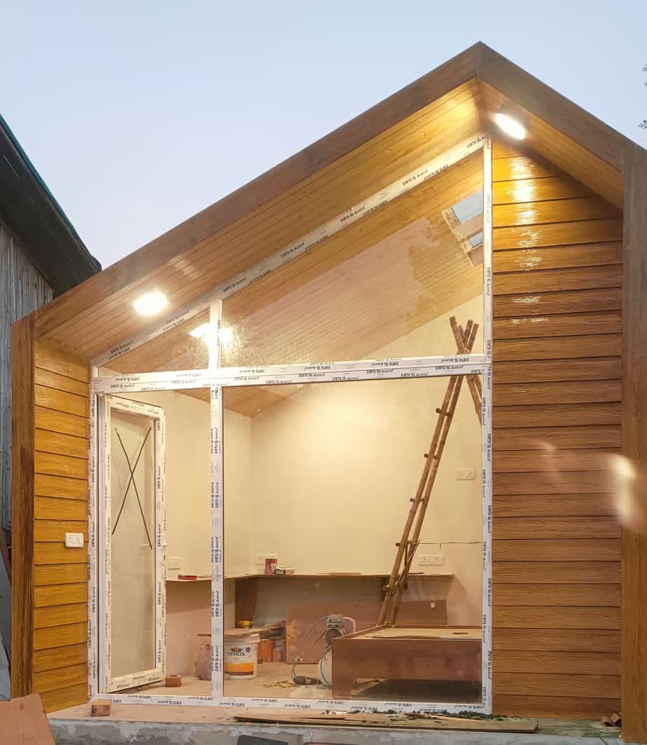 Dark framed UPVC installation